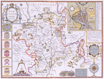 Worchestershire, gravé par Jodocus Hondius (1563-1612) d